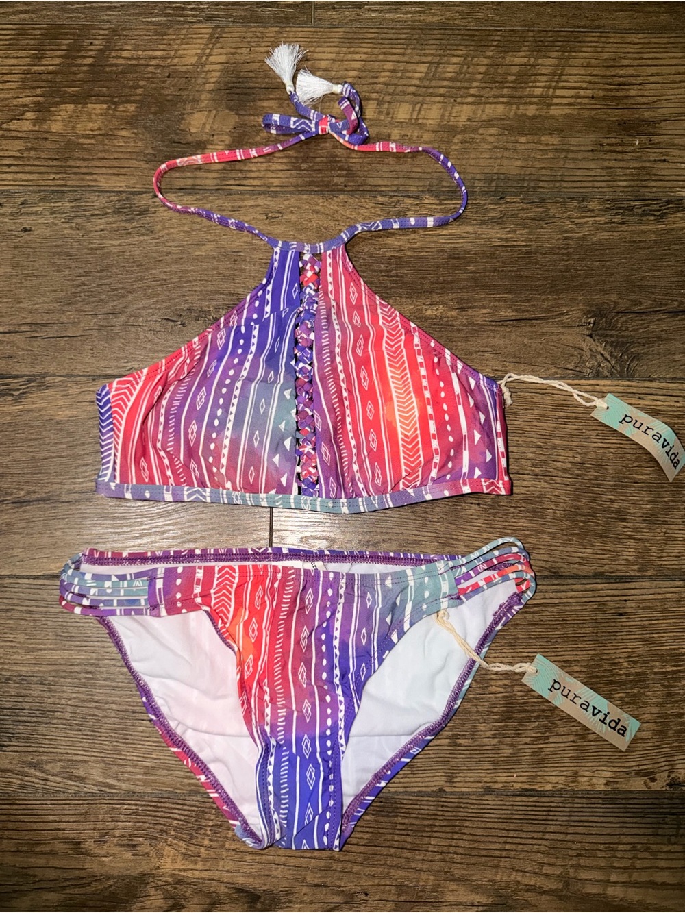 Pura Vida Multi-Color Halter Bikini Set